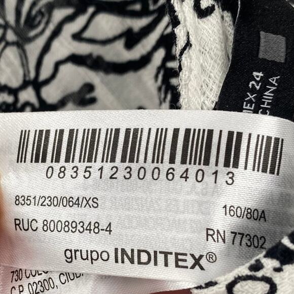 Zara Midi Dress Paisley Printed Halter Neck Button Down Black & White Womens XS - Picture 7 of 10